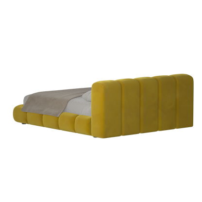 Fluffy Upholstered Bed Frame in Textured Bouclé
