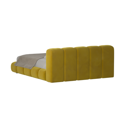 Fluffy Upholstered Bed Frame in Textured Bouclé