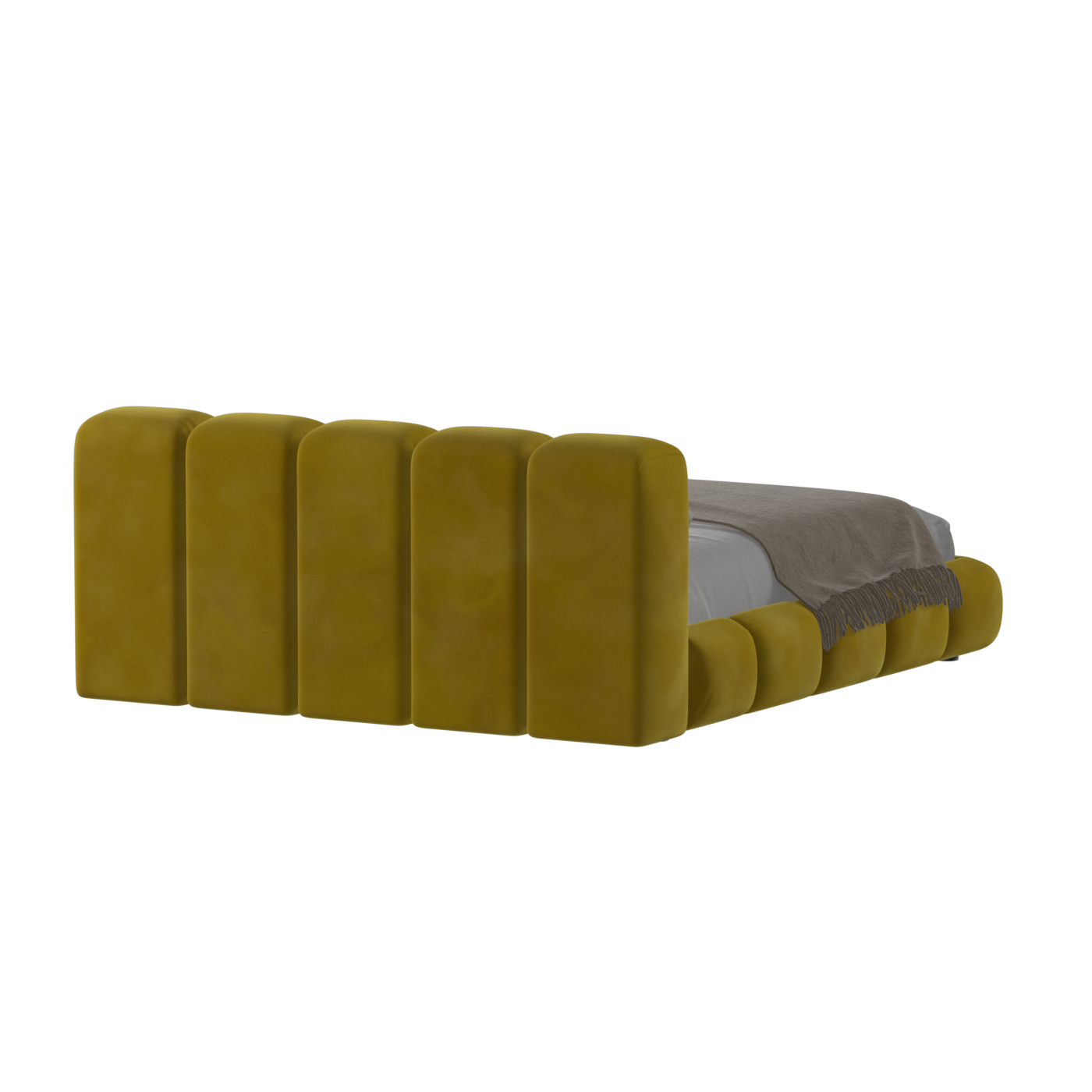 Fluffy Upholstered Bed Frame in Textured Bouclé