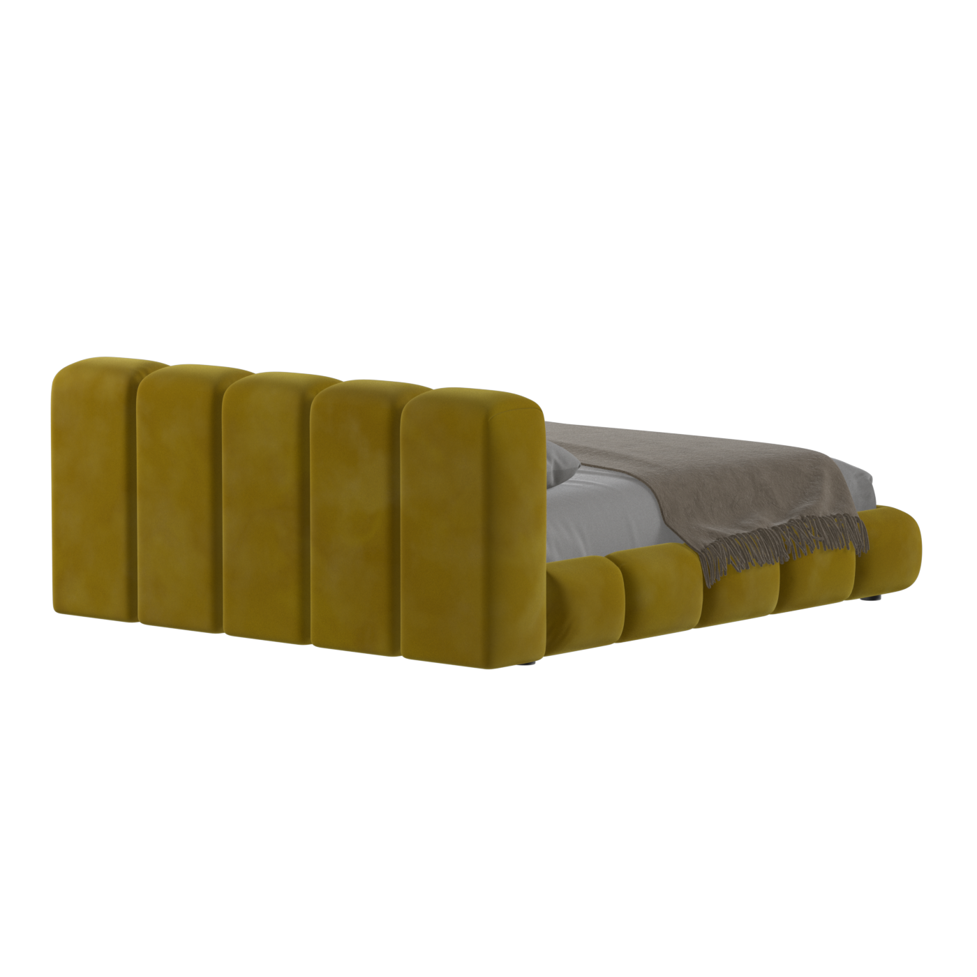 Fluffy Upholstered Bed Frame in Textured Bouclé