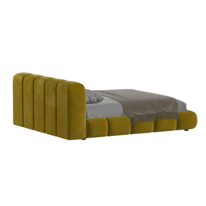 Fluffy Upholstered Bed Frame in Textured Bouclé