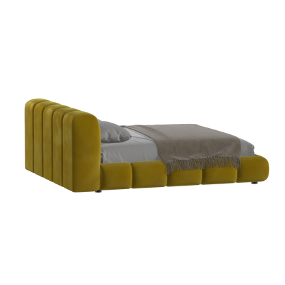 Fluffy Upholstered Bed Frame in Textured Bouclé