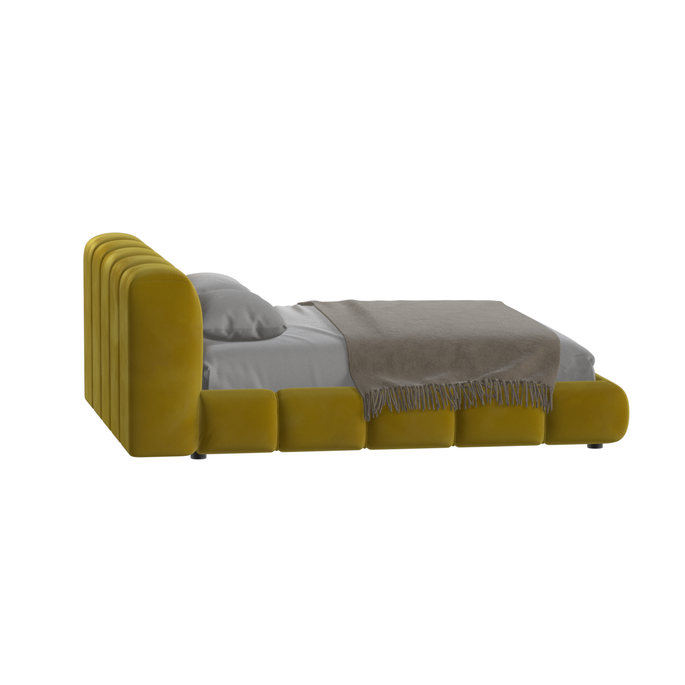 Fluffy Upholstered Bed Frame in Textured Bouclé
