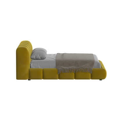 Fluffy Upholstered Bed Frame in Textured Bouclé