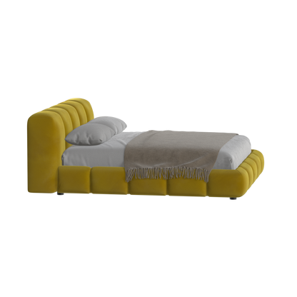 Fluffy Upholstered Bed Frame in Textured Bouclé