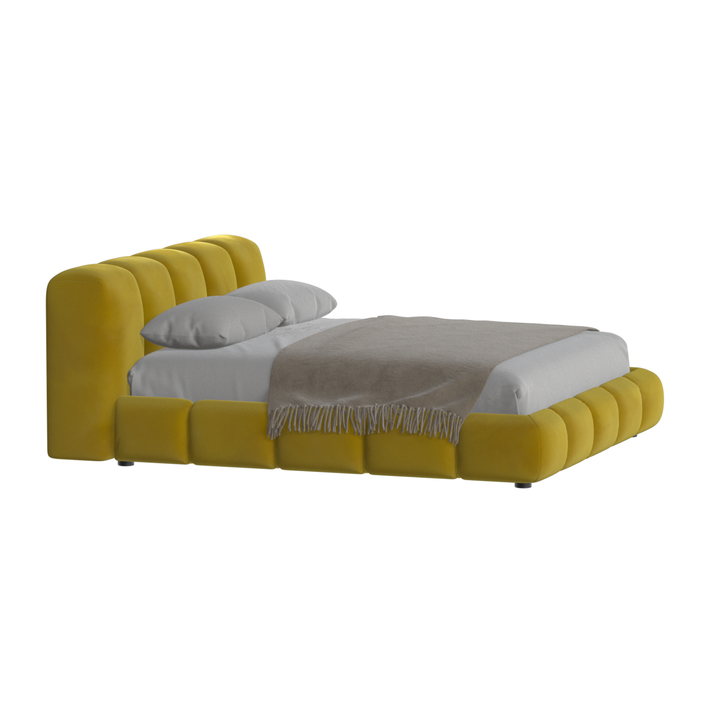 Fluffy Upholstered Bed Frame in Textured Bouclé