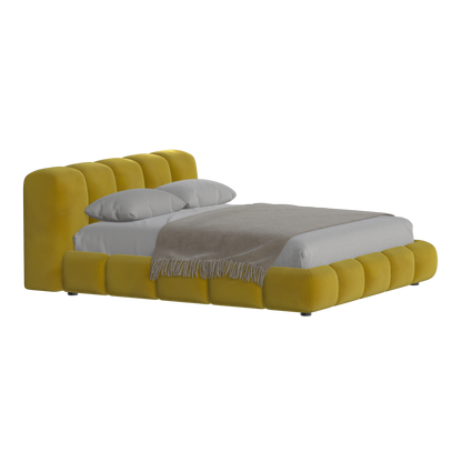 Fluffy Upholstered Bed Frame in Textured Bouclé