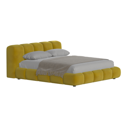 Fluffy Upholstered Bed Frame in Textured Bouclé
