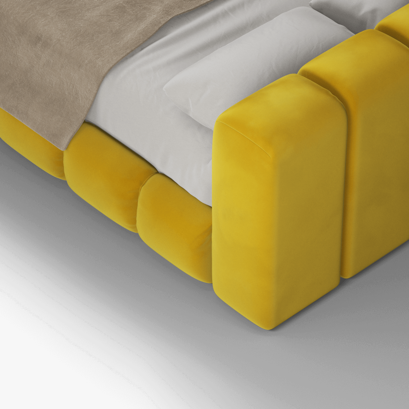 Fluffy Upholstered Bed Frame in Textured Bouclé