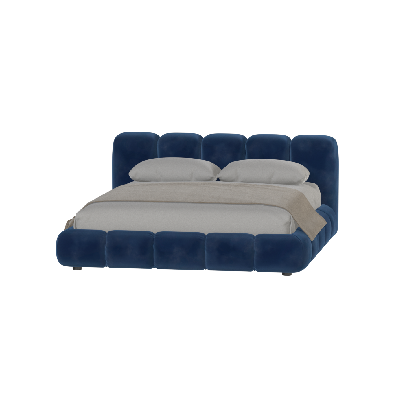 Fluffy Upholstered Bed Frame in Textured Bouclé