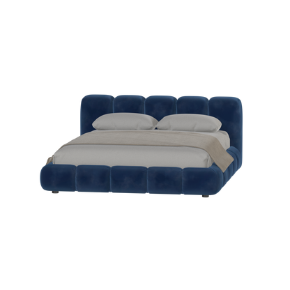 Fluffy Upholstered Bed Frame in Textured Bouclé