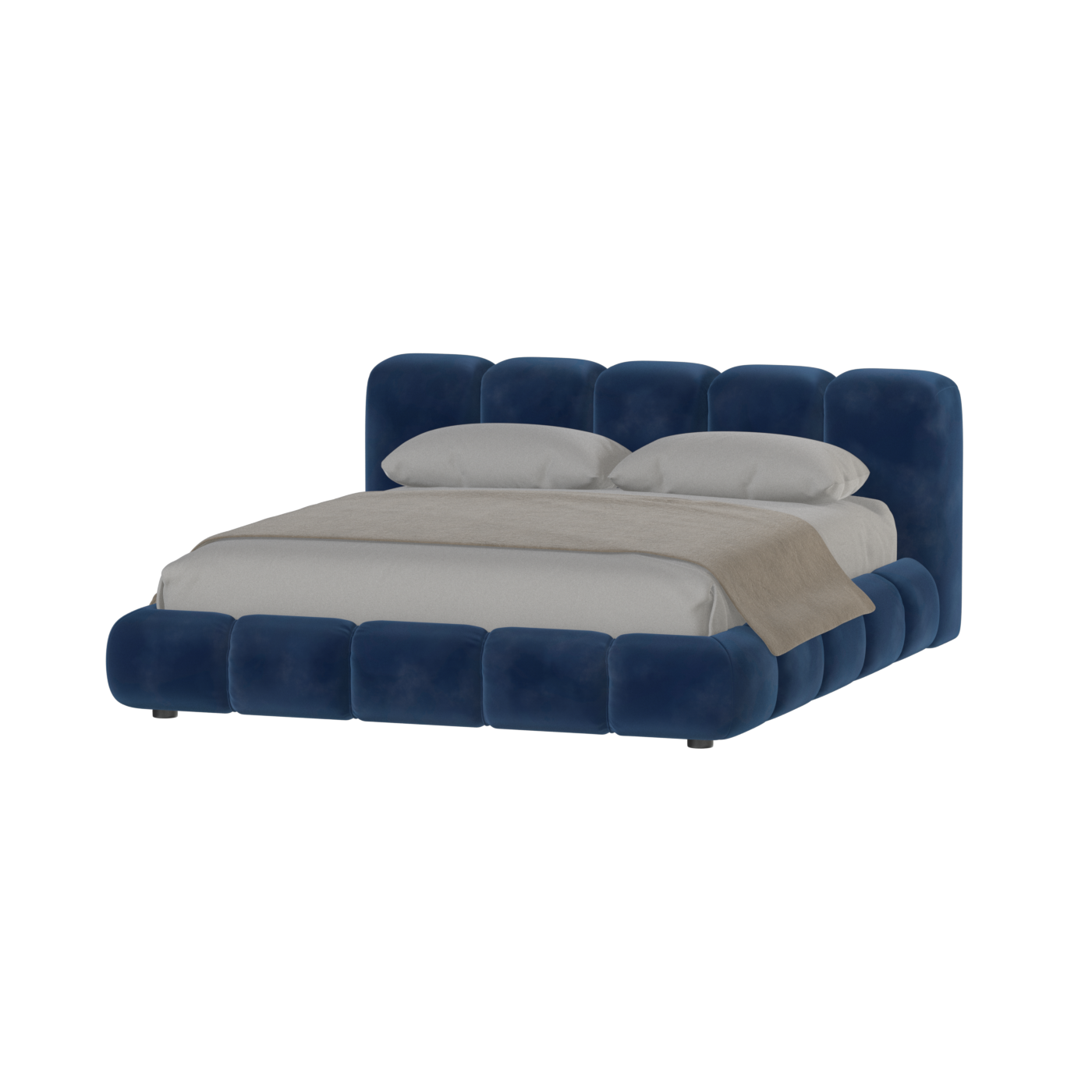 Fluffy Upholstered Bed Frame in Textured Bouclé