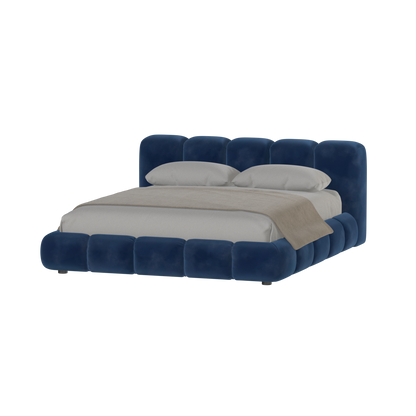 Fluffy Upholstered Bed Frame in Textured Bouclé
