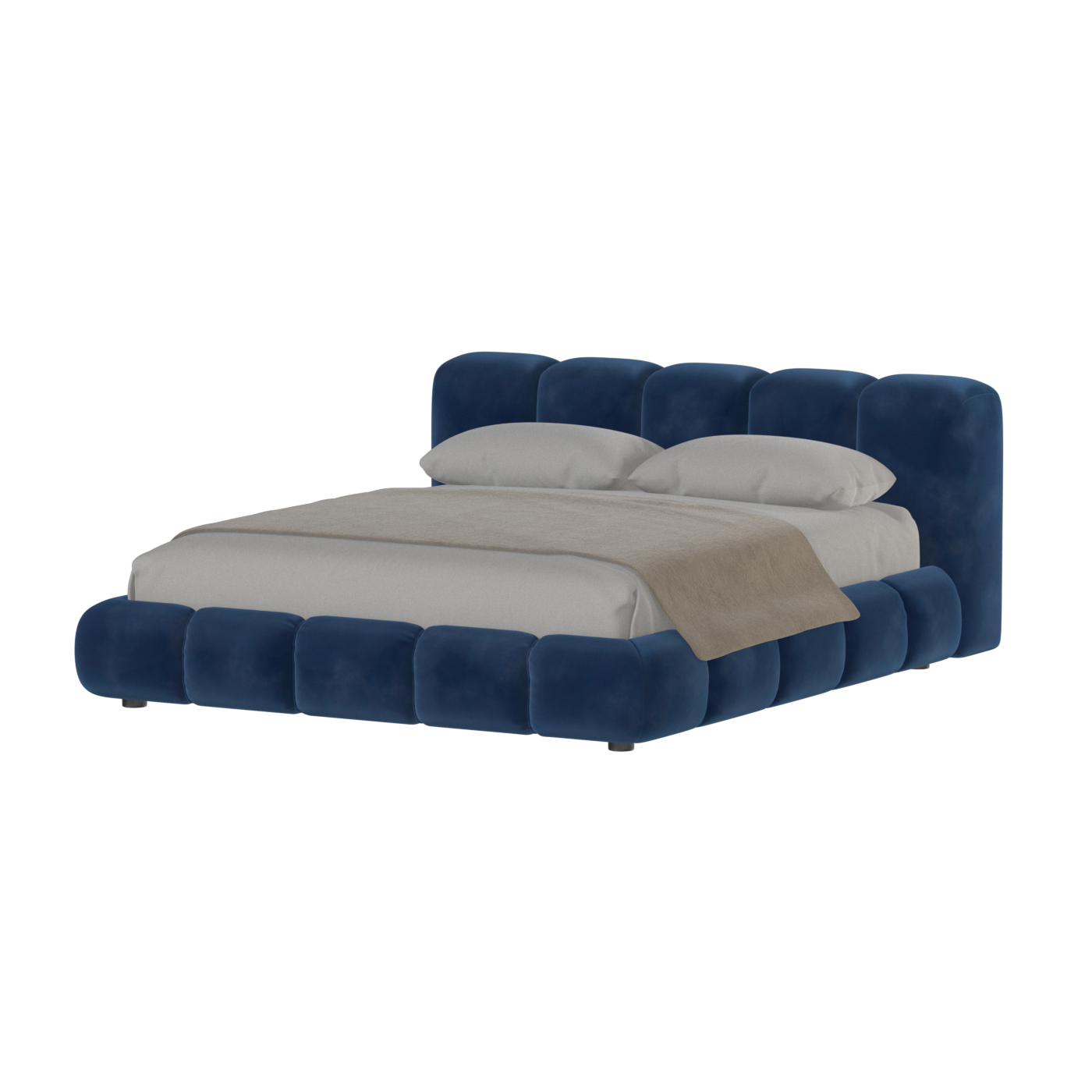 Fluffy Upholstered Bed Frame in Textured Bouclé