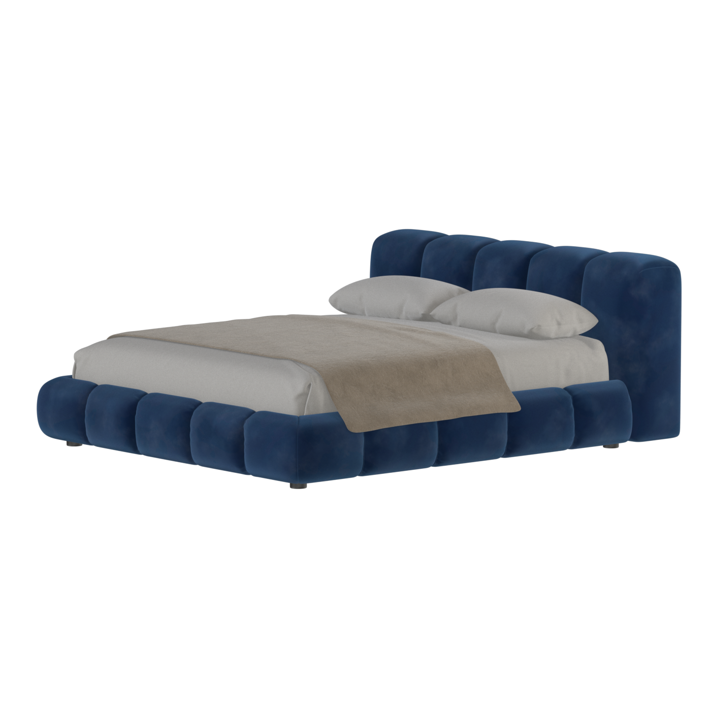 Fluffy Upholstered Bed Frame in Textured Bouclé