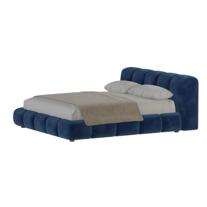 Fluffy Upholstered Bed Frame in Textured Bouclé