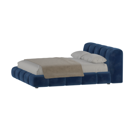Fluffy Upholstered Bed Frame in Textured Bouclé