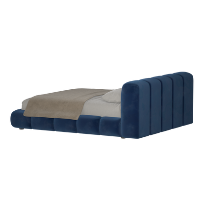 Fluffy Upholstered Bed Frame in Textured Bouclé