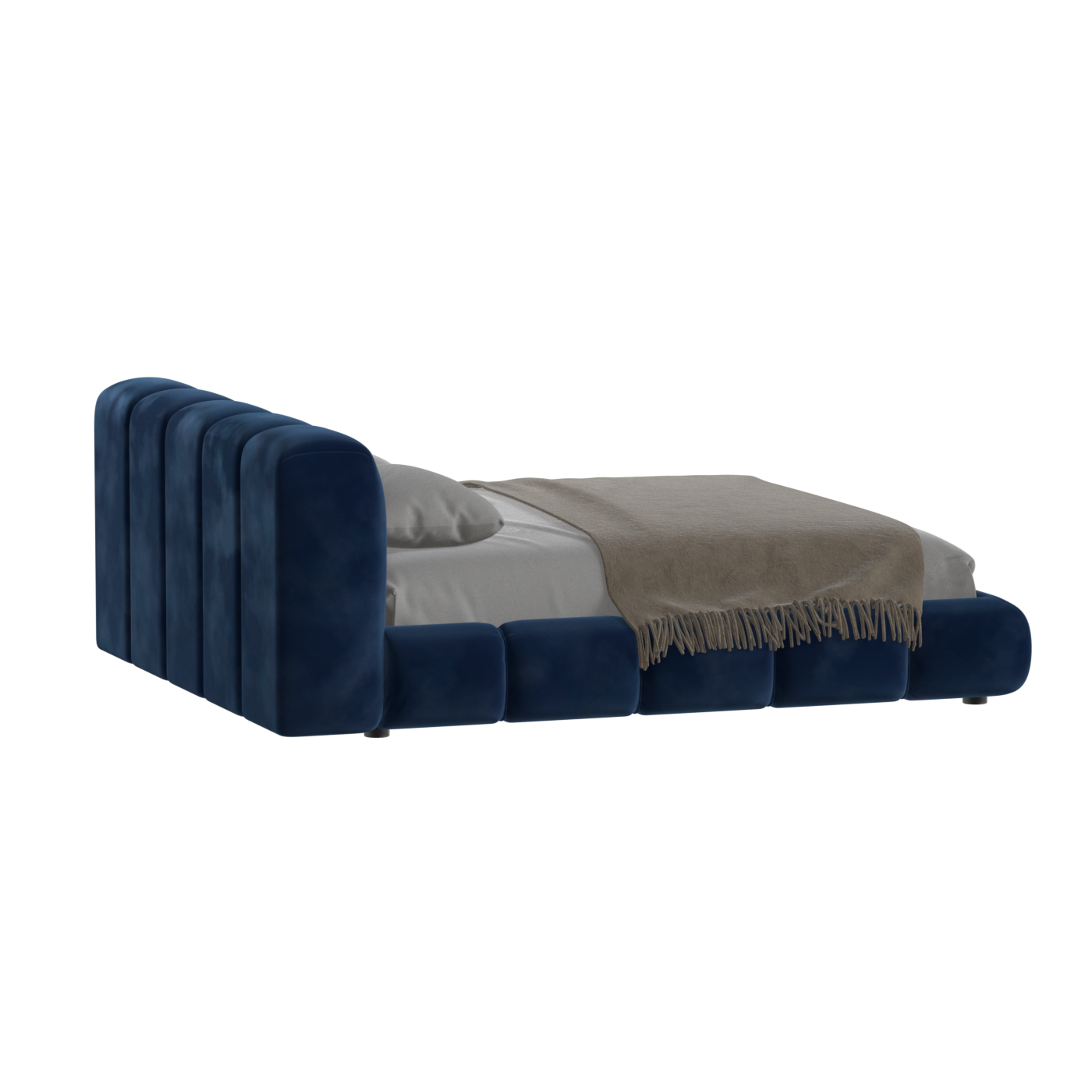 Fluffy Upholstered Bed Frame in Textured Bouclé