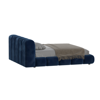 Fluffy Upholstered Bed Frame in Textured Bouclé