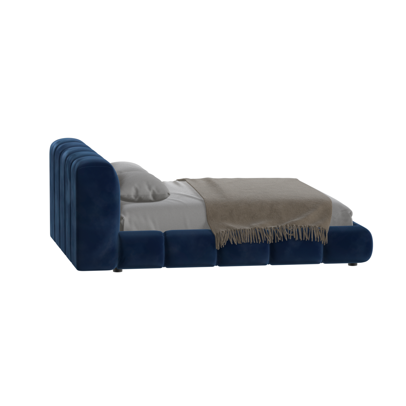 Fluffy Upholstered Bed Frame in Textured Bouclé