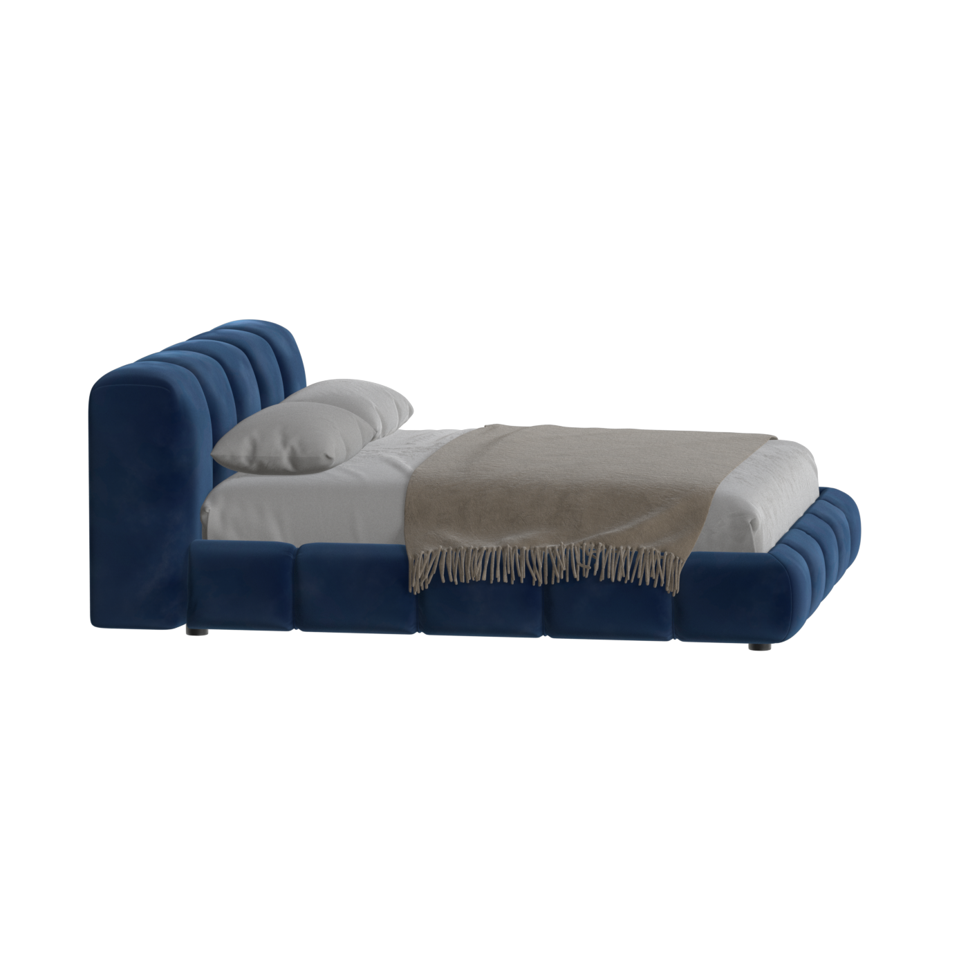 Fluffy Upholstered Bed Frame in Textured Bouclé