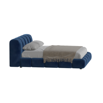 Fluffy Upholstered Bed Frame in Textured Bouclé