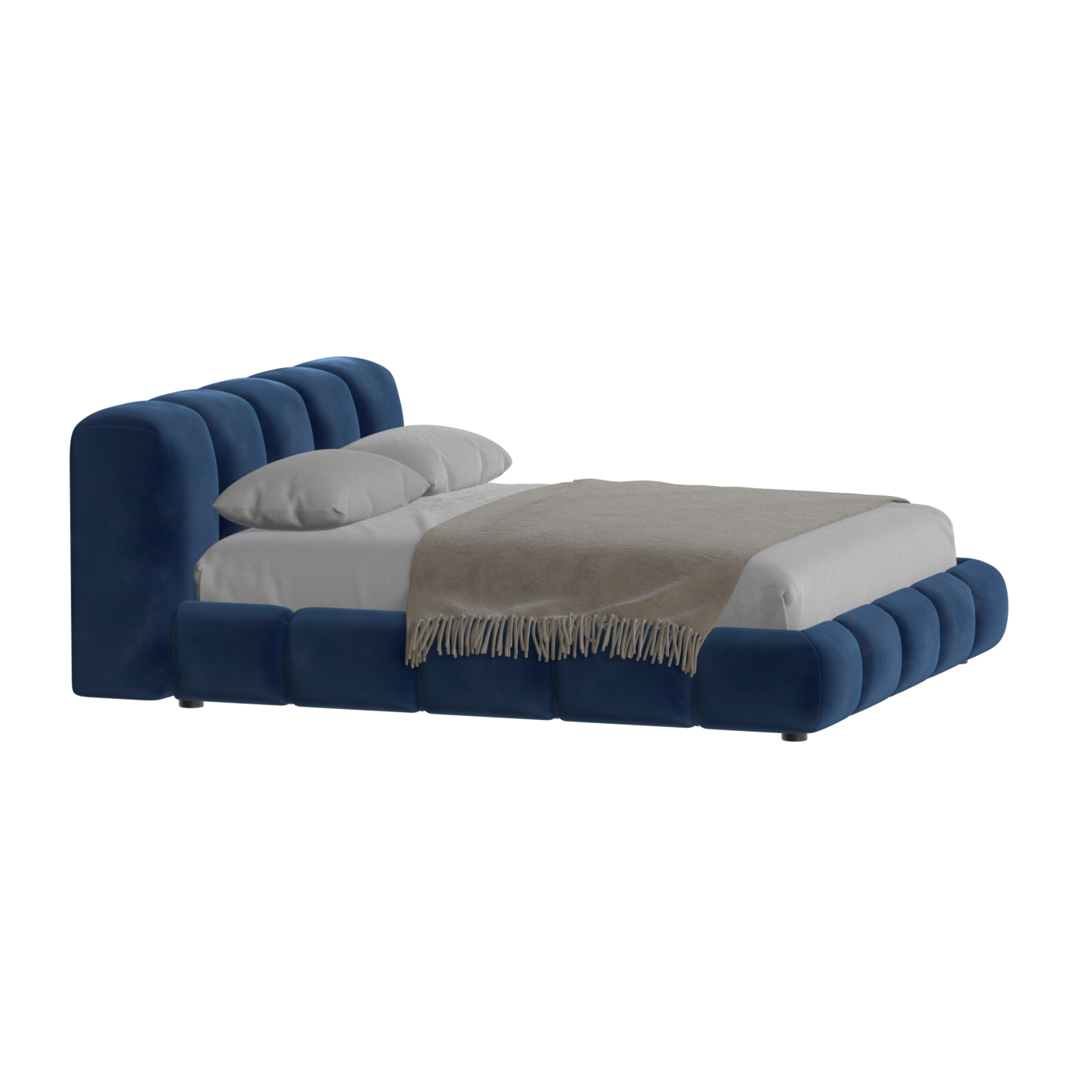 Fluffy Upholstered Bed Frame in Textured Bouclé