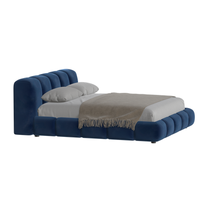 Fluffy Upholstered Bed Frame in Textured Bouclé