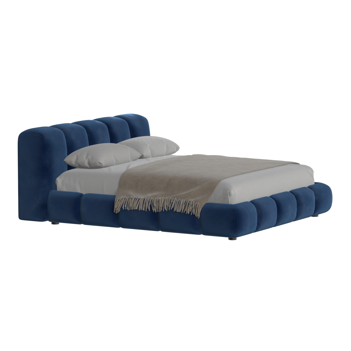 Fluffy Upholstered Bed Frame in Textured Bouclé