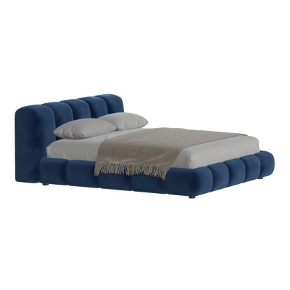 Fluffy Upholstered Bed Frame in Textured Bouclé