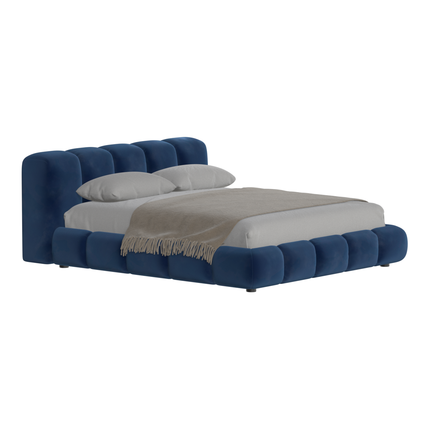 Fluffy Upholstered Bed Frame in Textured Bouclé