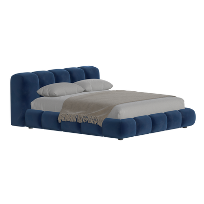 Fluffy Upholstered Bed Frame in Textured Bouclé