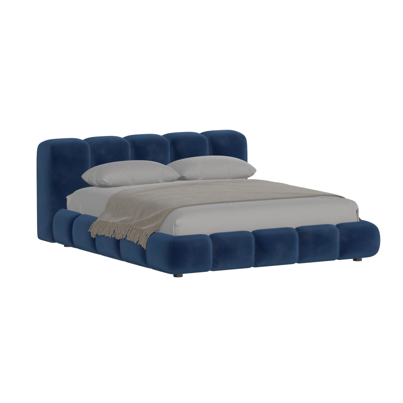 Fluffy Upholstered Bed Frame in Textured Bouclé