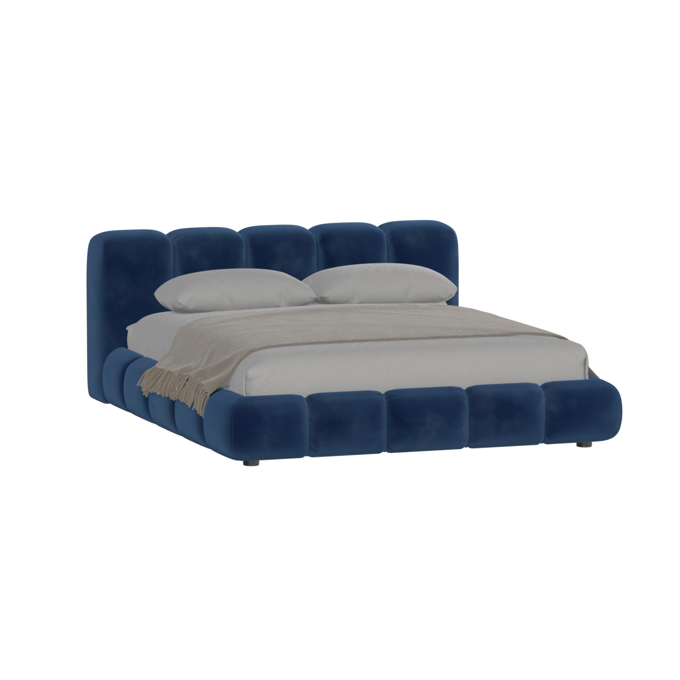 Fluffy Upholstered Bed Frame in Textured Bouclé