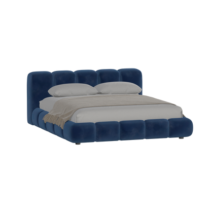 Fluffy Upholstered Bed Frame in Textured Bouclé