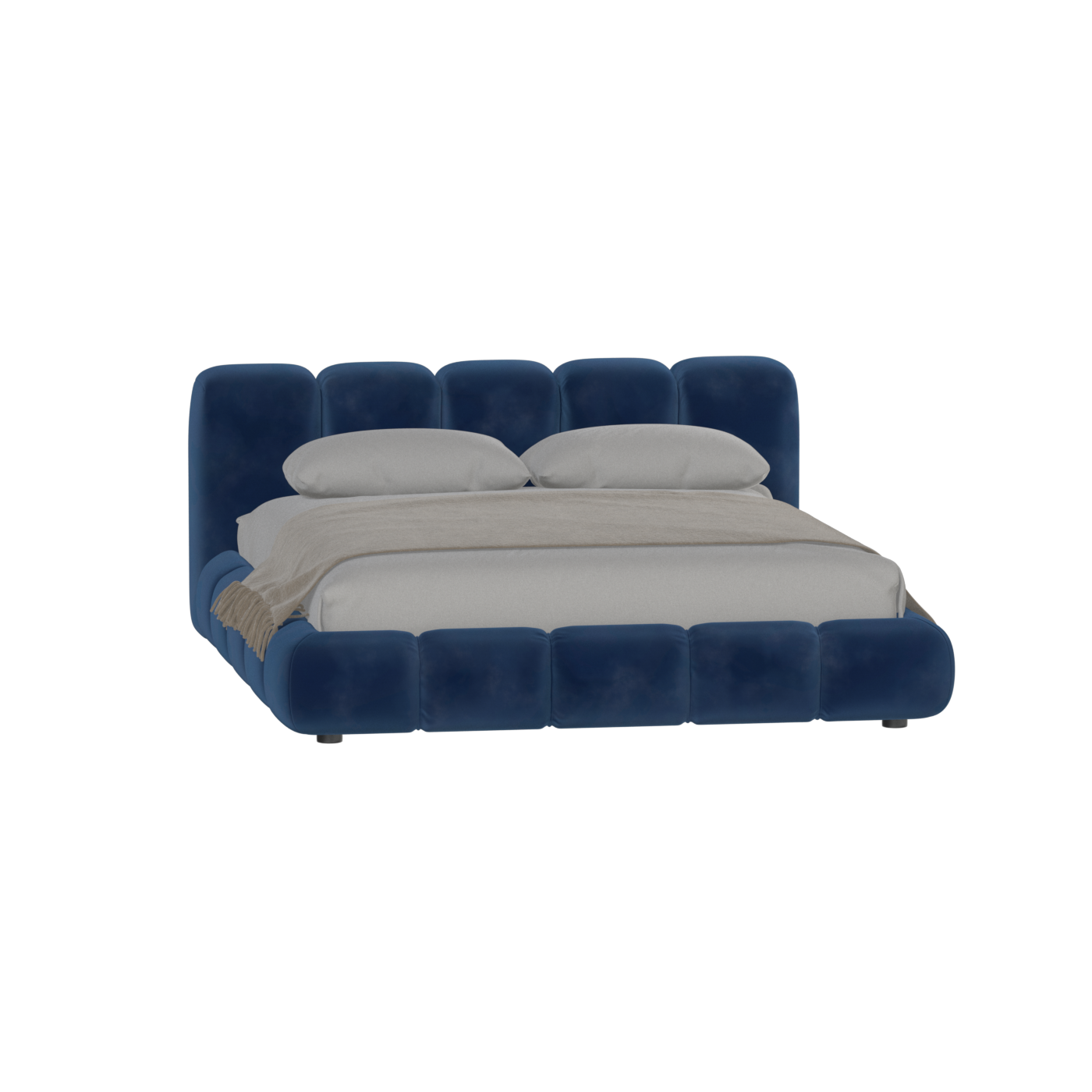 Fluffy Upholstered Bed Frame in Textured Bouclé