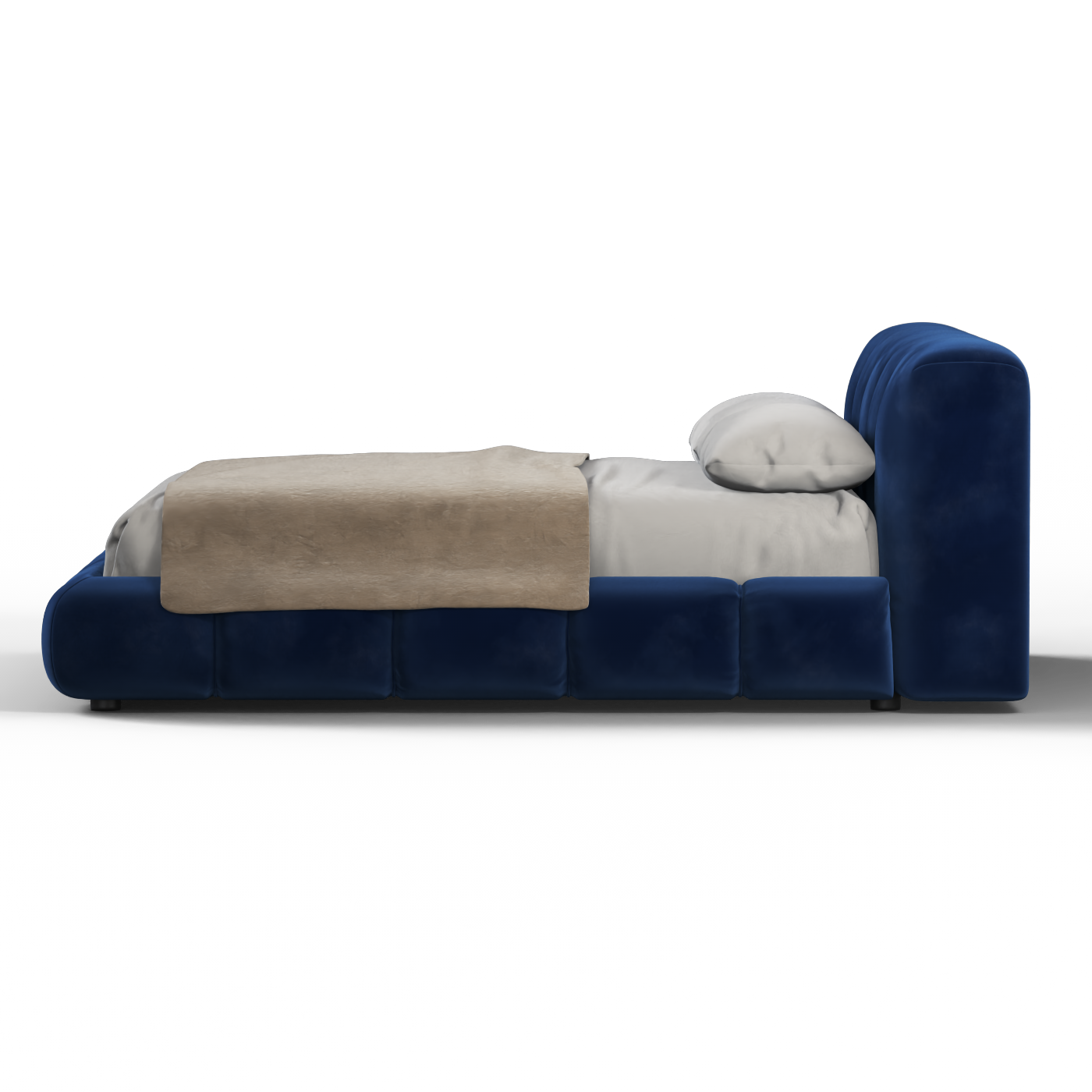 Fluffy Upholstered Bed Frame in Textured Bouclé