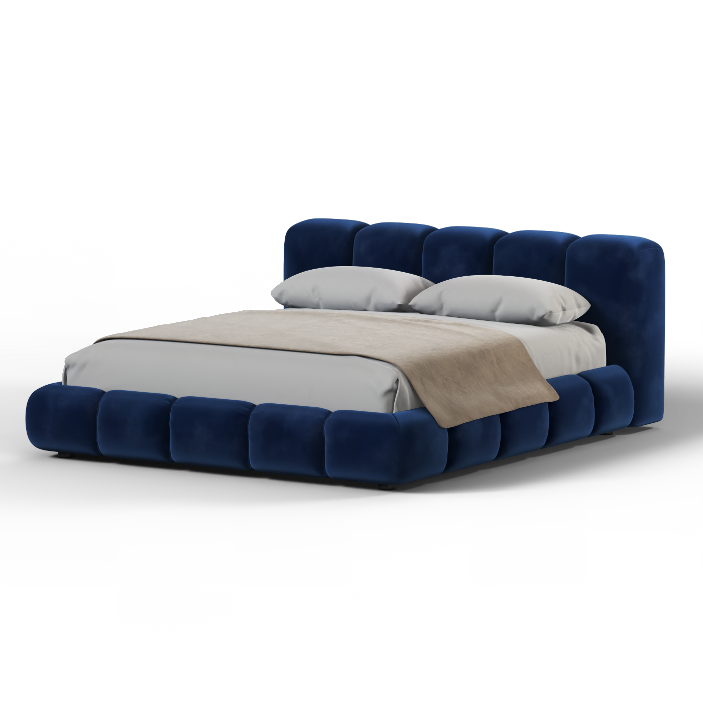 Fluffy Upholstered Bed Frame in Textured Bouclé