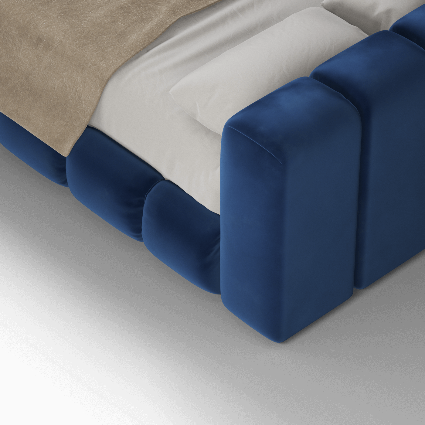 Fluffy Upholstered Bed Frame in Textured Bouclé