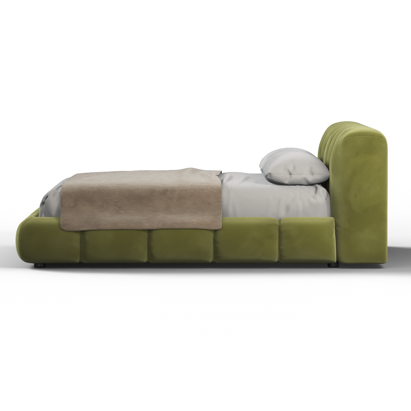 Fluffy Upholstered Bed Frame in Textured Bouclé