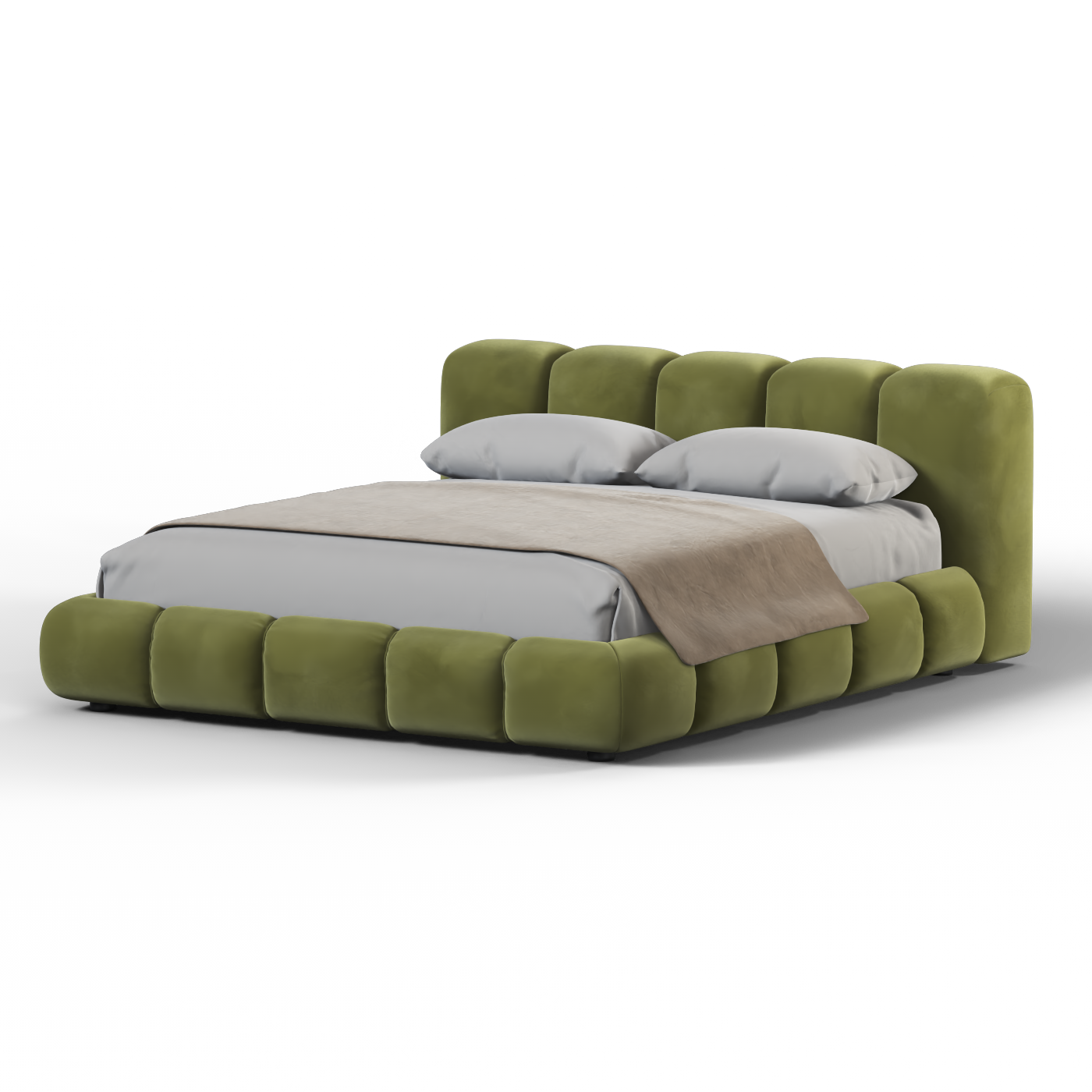 Fluffy Upholstered Bed Frame in Textured Bouclé