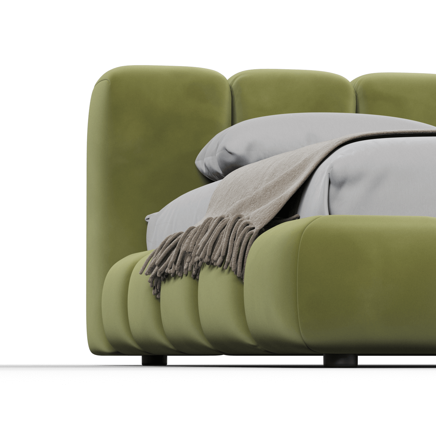 Fluffy Upholstered Bed Frame in Textured Bouclé