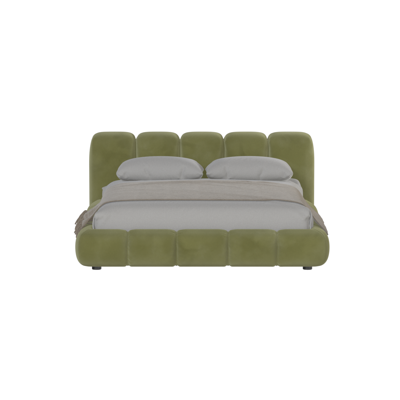 Fluffy Upholstered Bed Frame in Textured Bouclé