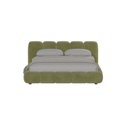 Fluffy Upholstered Bed Frame in Textured Bouclé
