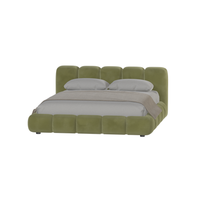 Fluffy Upholstered Bed Frame in Textured Bouclé