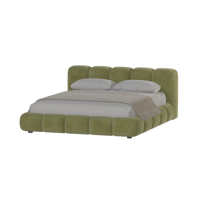 Fluffy Upholstered Bed Frame in Textured Bouclé