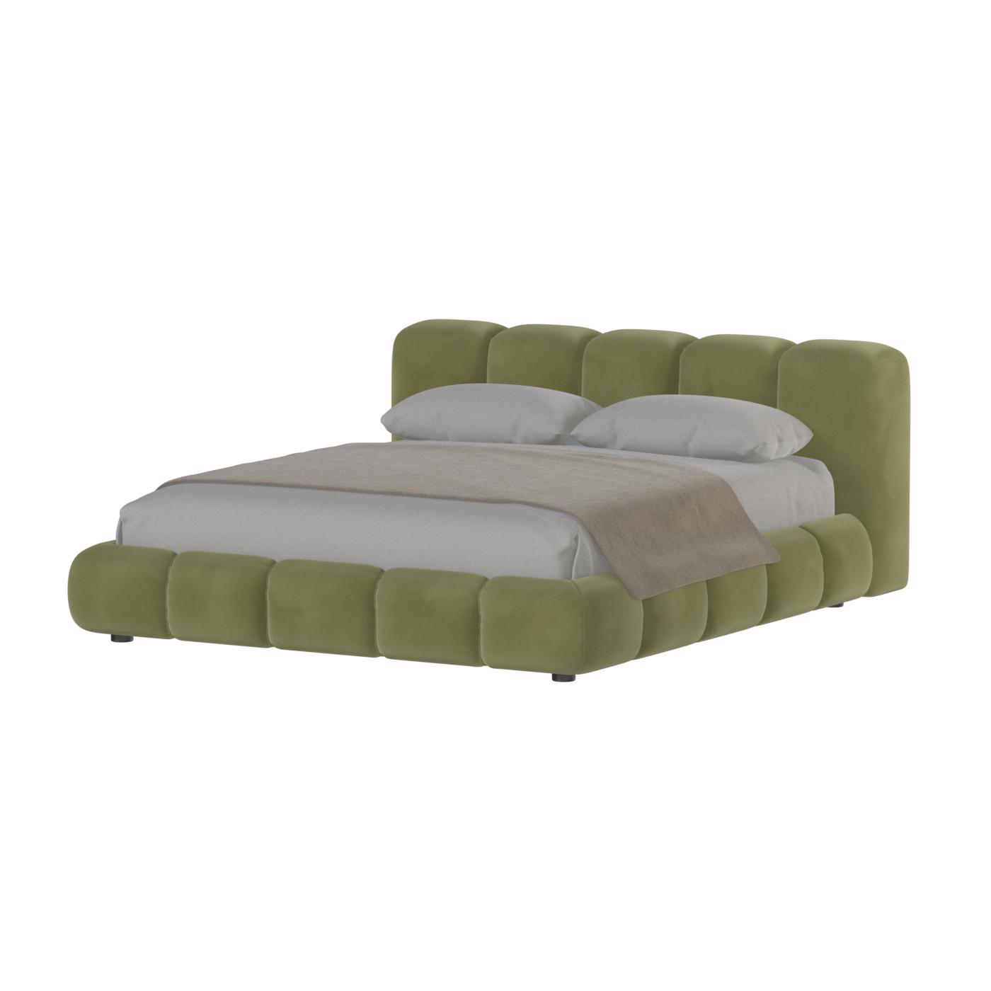 Fluffy Upholstered Bed Frame in Textured Bouclé