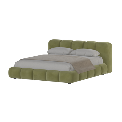 Fluffy Upholstered Bed Frame in Textured Bouclé