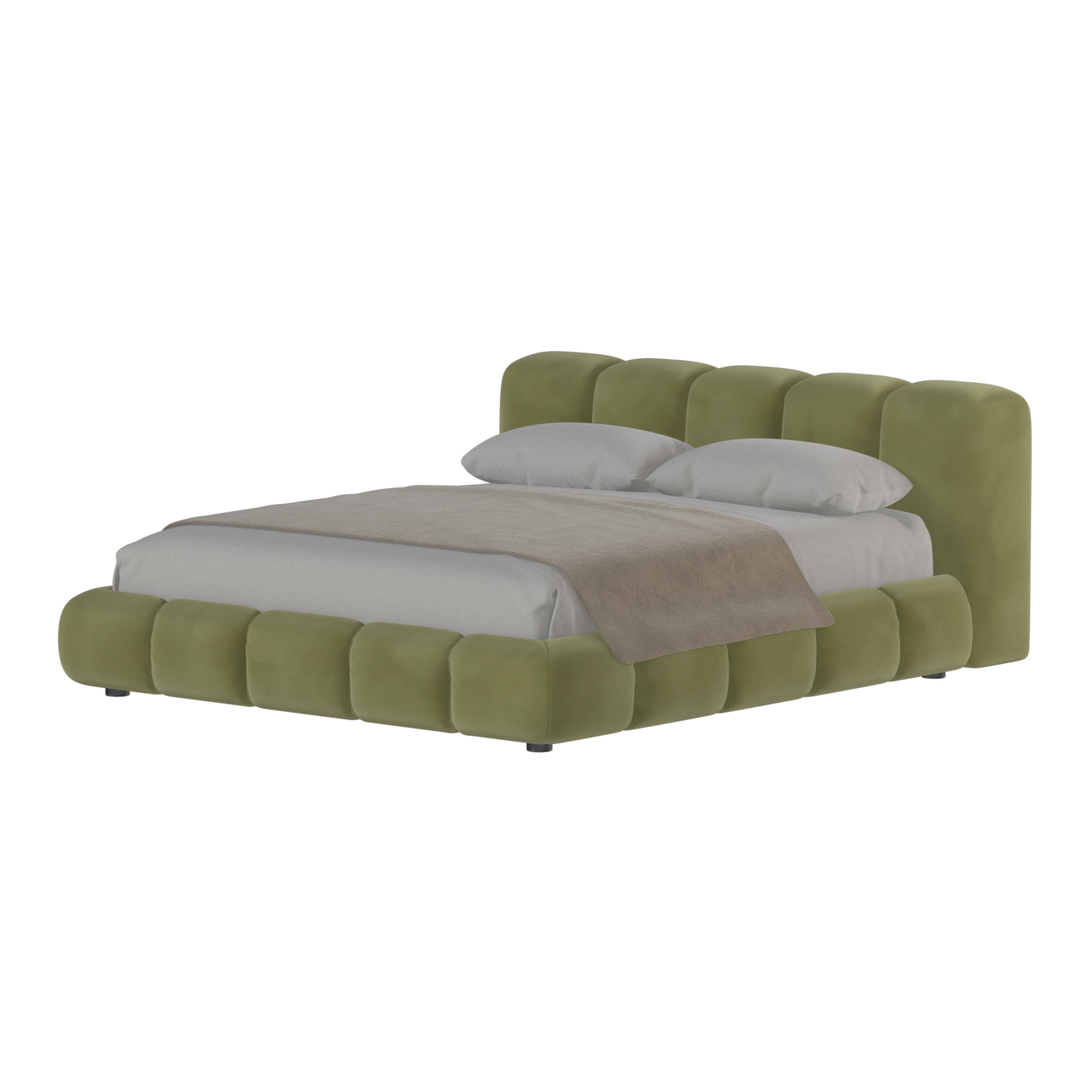 Fluffy Upholstered Bed Frame in Textured Bouclé